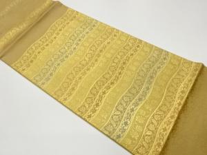 よろけ横段に花唐草模様織出し袋帯